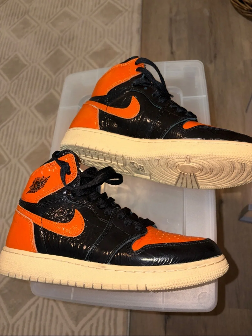 Nike Kids Orange and Black High-Top Sneakers - Picture 5 of 7